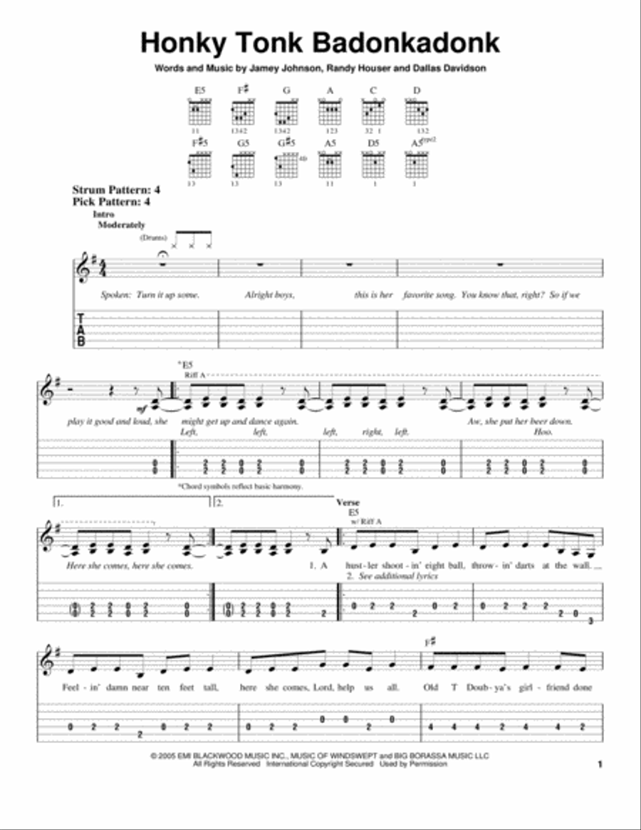 Honky Tonk Badonkadonk Acoustic Guitar scores gallery preview page 1