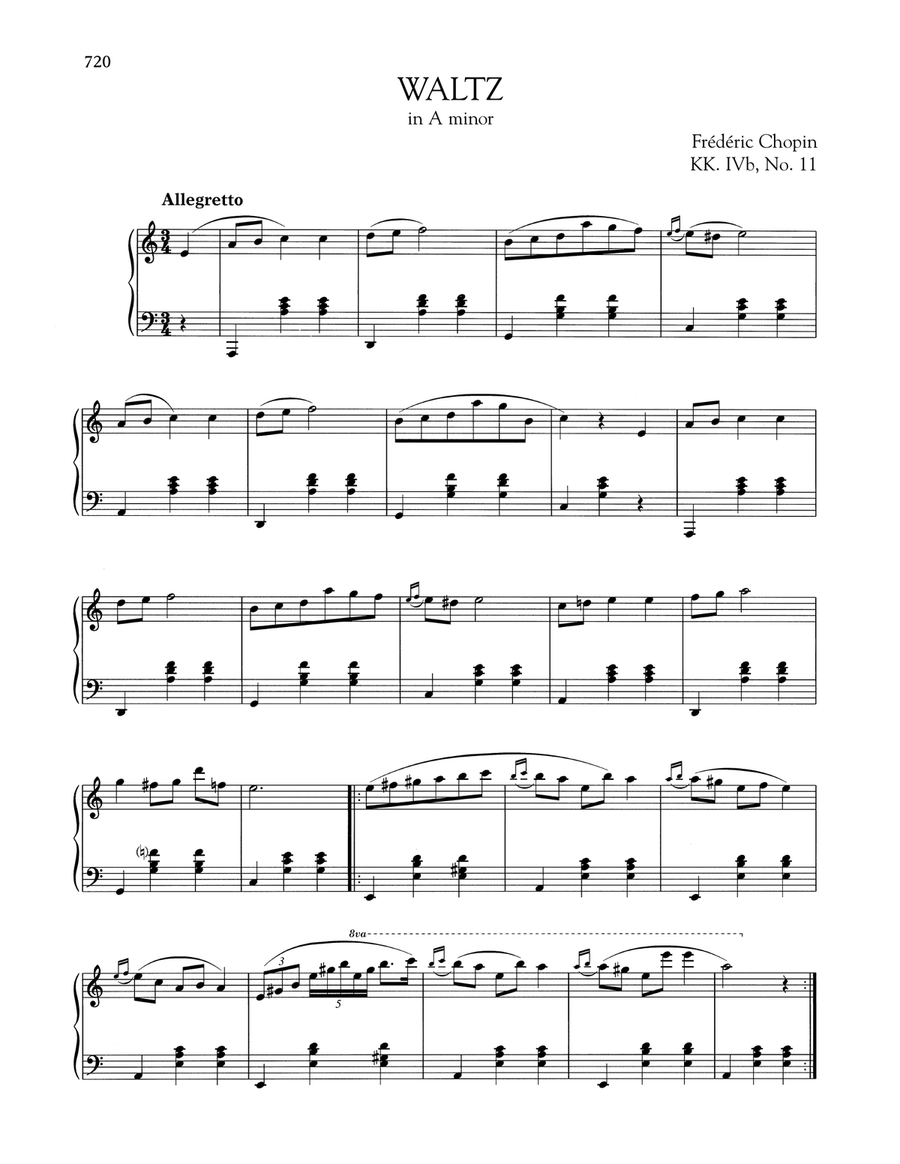 Waltz in A minor, KK. IVb, No. 11 Piano Solo scores gallery preview page 1