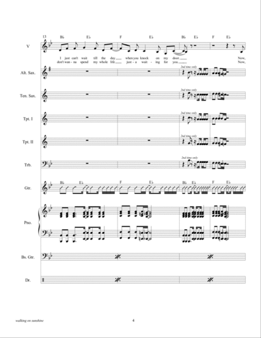 Walking On Sunshine Tenor Saxophone scores gallery preview page 6