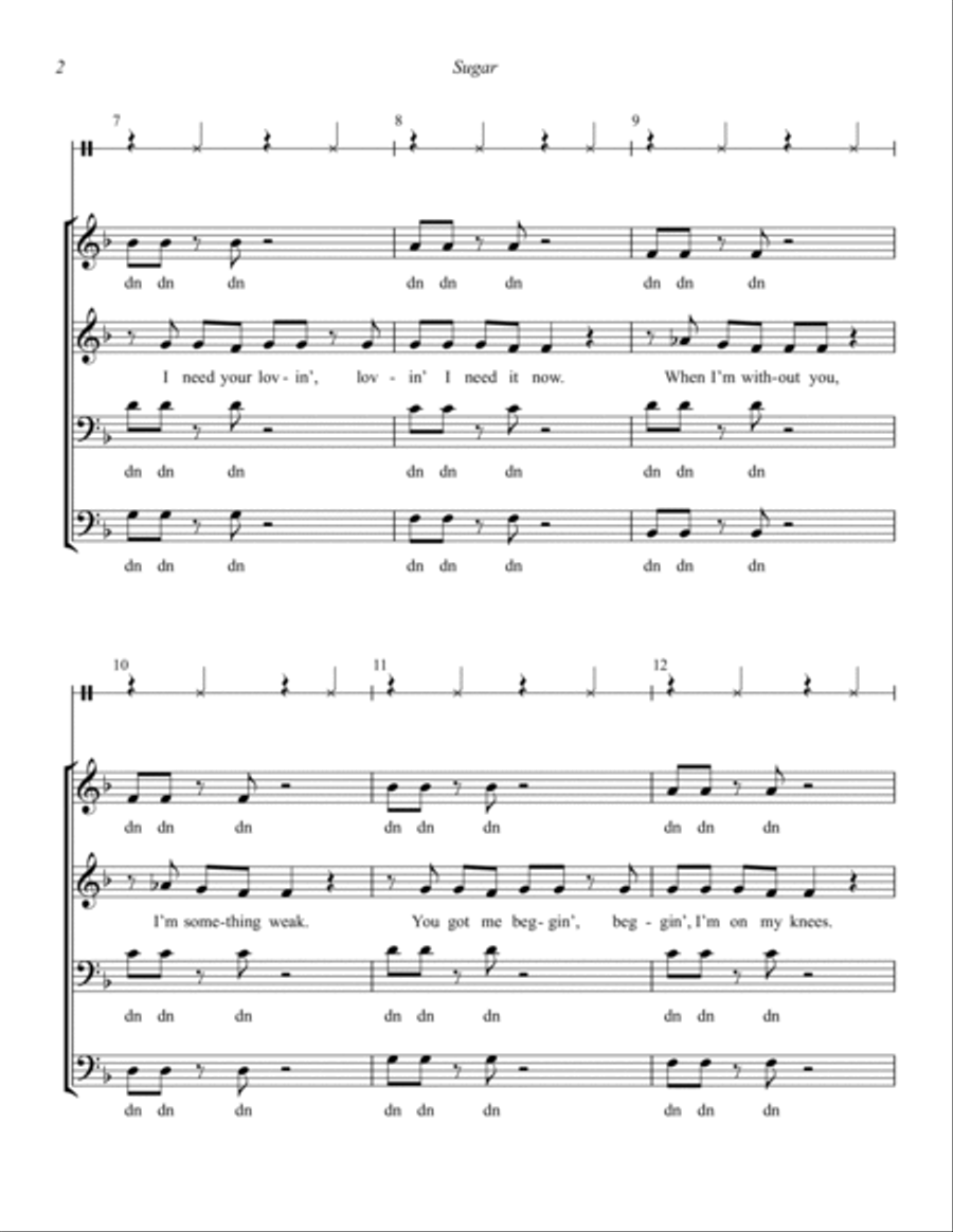 Sugar (arr. Wayne Grimmer) 4-Part scores gallery preview page 2