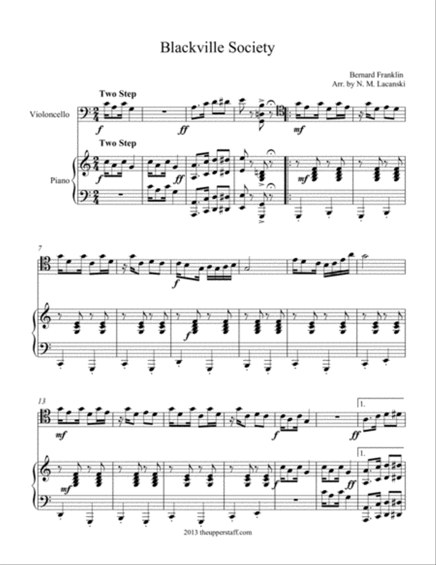 Blackville Society Piano scores gallery preview page 1