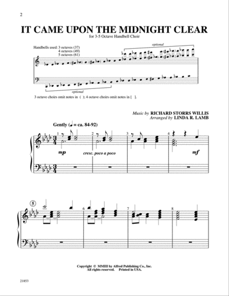 It Came Upon the Midnight Clear Handbell Choir scores gallery preview page 2