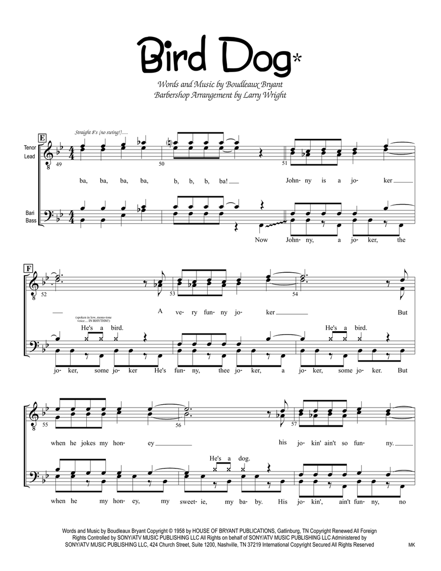 Bird Dog TTBB scores gallery preview page 1