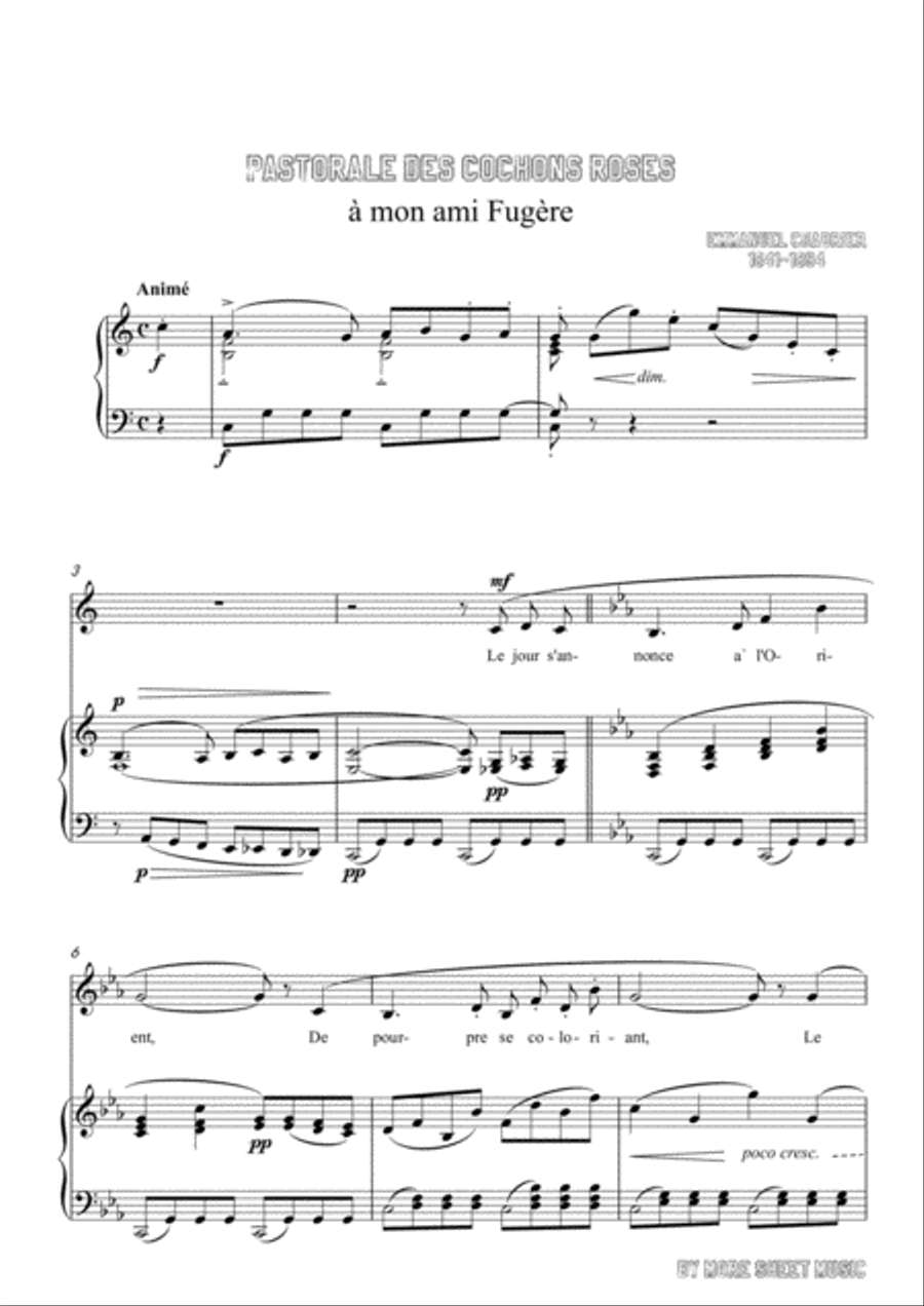 Chabrier-Pastorale des cochons roses in C Major,for voice and piano Voice Solo scores gallery preview page 3