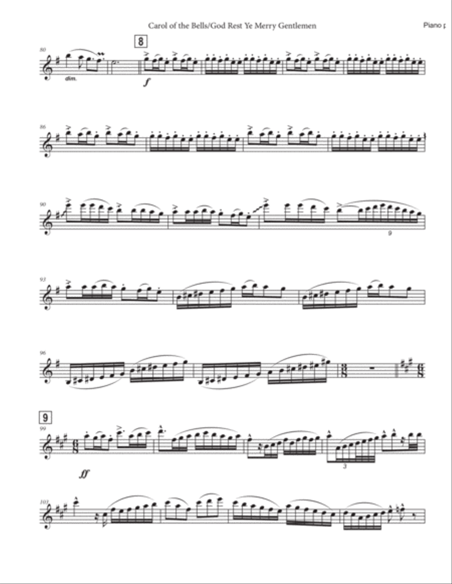 Carol of the Bells / God Rest Ye Merry Gentlemen Clarinet Solo scores gallery preview page 4