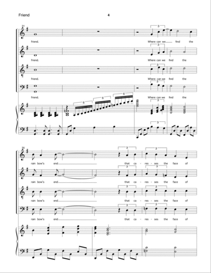 Friend (SATB with piano) 4-Part scores gallery preview page 4