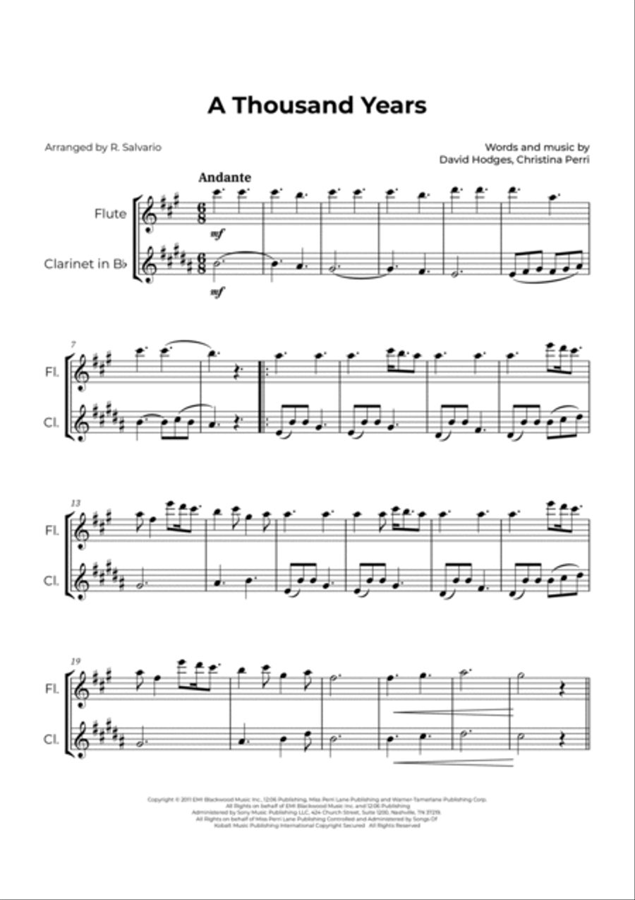 A Thousand Years A Thousand Years Woodwind Duet scores gallery preview page 2