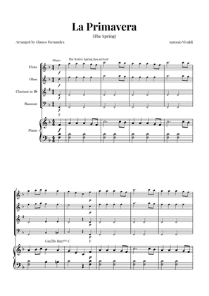 La Primavera (The Spring) by Vivaldi - Woodwind Quartet with Piano and Chord Notations