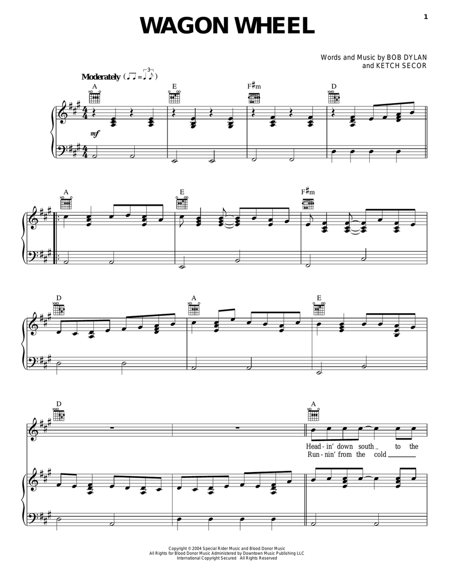 Wagon Wheel Acoustic Guitar scores gallery preview page 1