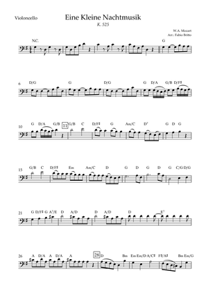 Eine kleine Nachtmusik (W.A. Mozart) for Cello Solo with Chords (Simplified)