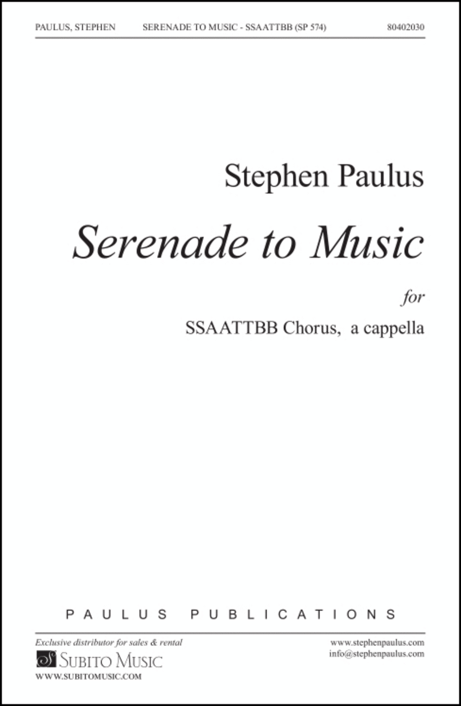 Book cover for Serenade to Music