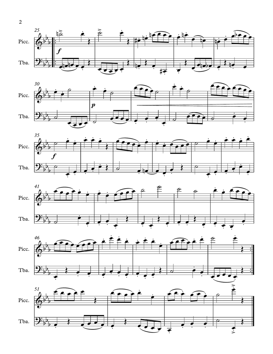 Duet for Piccolo and Tuba Piccolo scores gallery preview page 2
