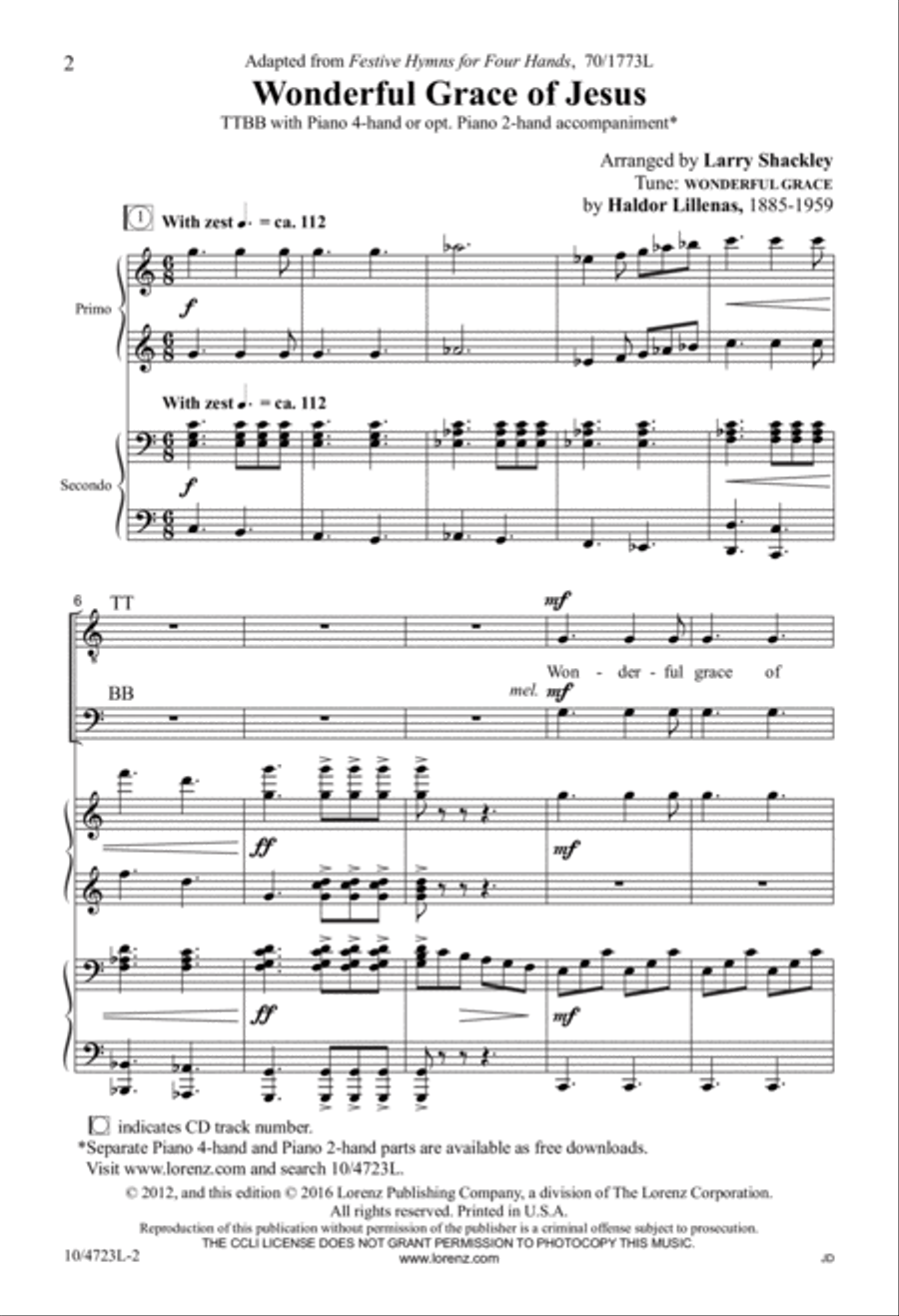 Wonderful Grace of Jesus TTBB scores gallery preview page 2