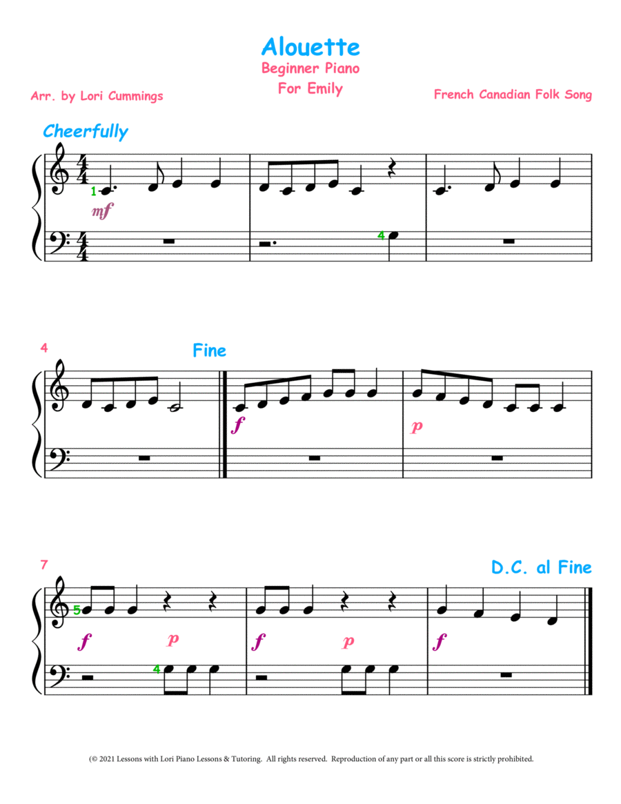 Alouette Piano Method scores gallery preview page 1