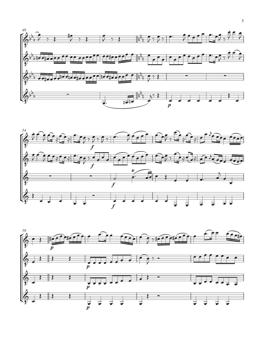 Eine kleine Nachtmusik, K. 525 - ii - Romanze (Guitar Quartet) - Score and Parts Guitar Ensemble scores gallery preview page 5