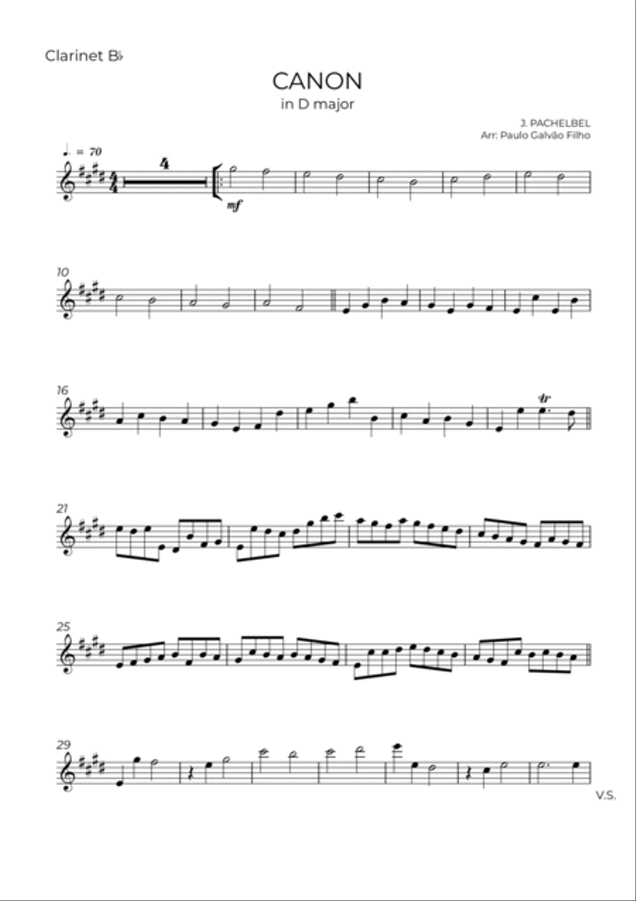 CANON IN D - CLARINET & PIANO Clarinet Solo scores gallery preview page 5