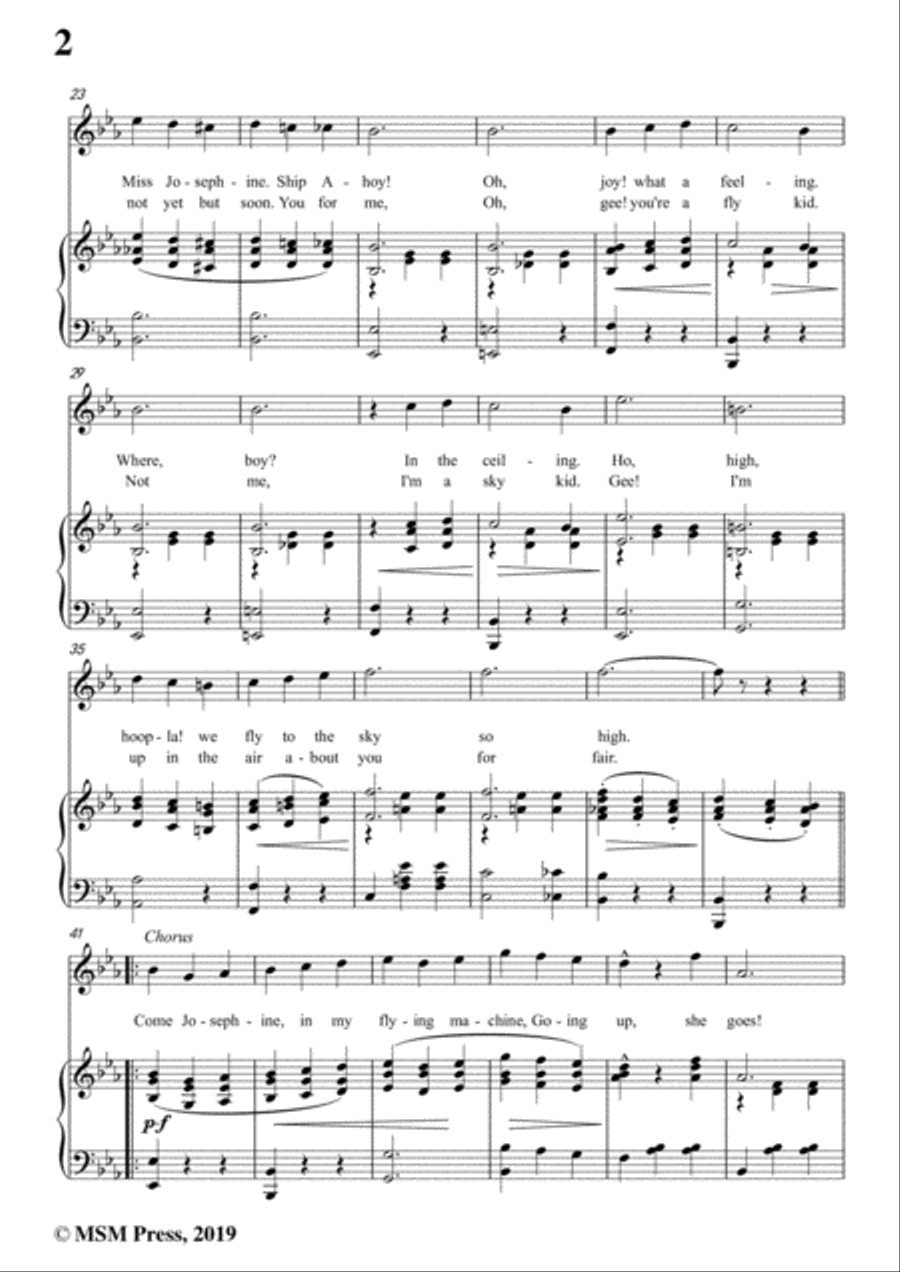 Fred Fisher-Come,Josephine,in My Flying Machine,in E flat Major,for Voice&Piano Voice scores gallery preview page 4