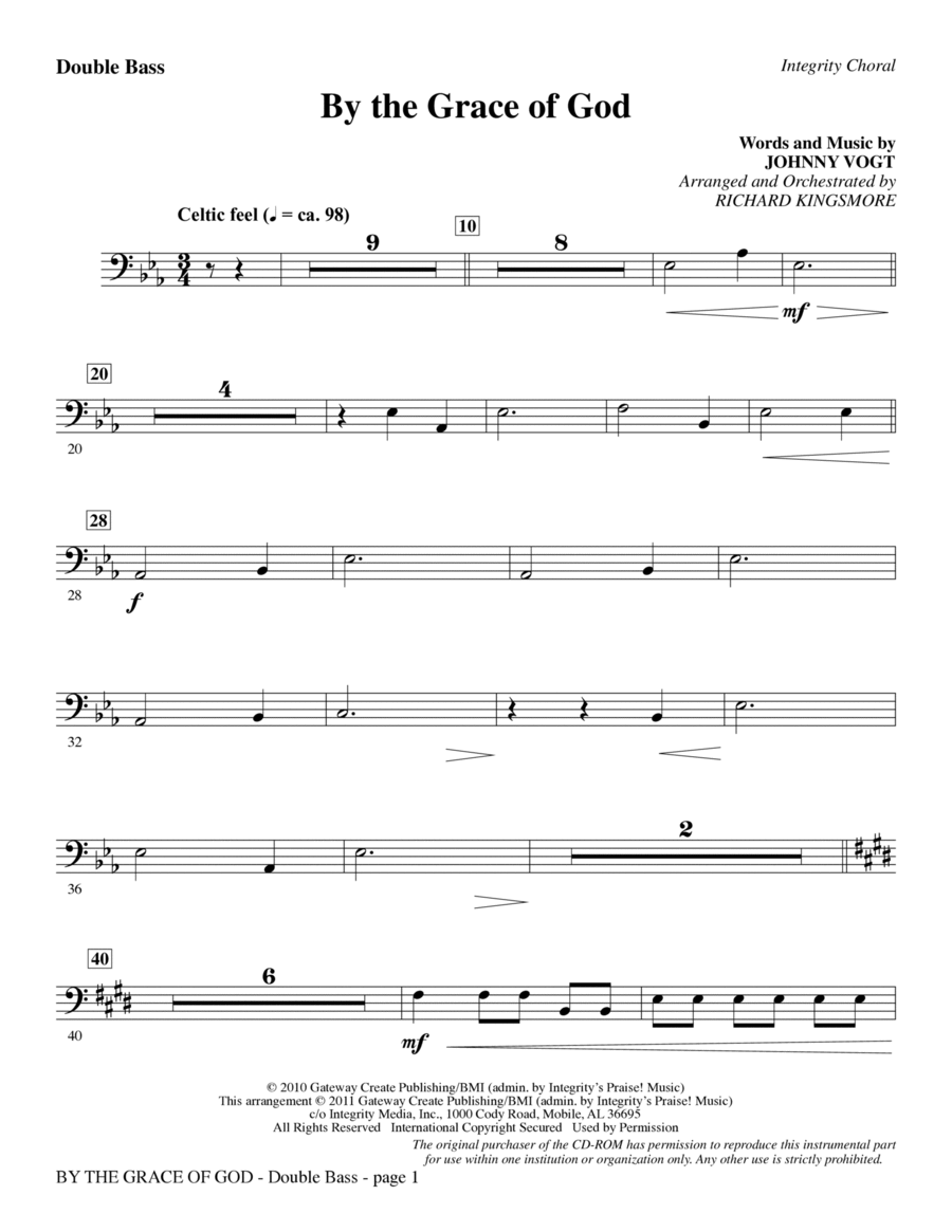 By The Grace Of God - Double Bass Choir scores gallery preview page 1