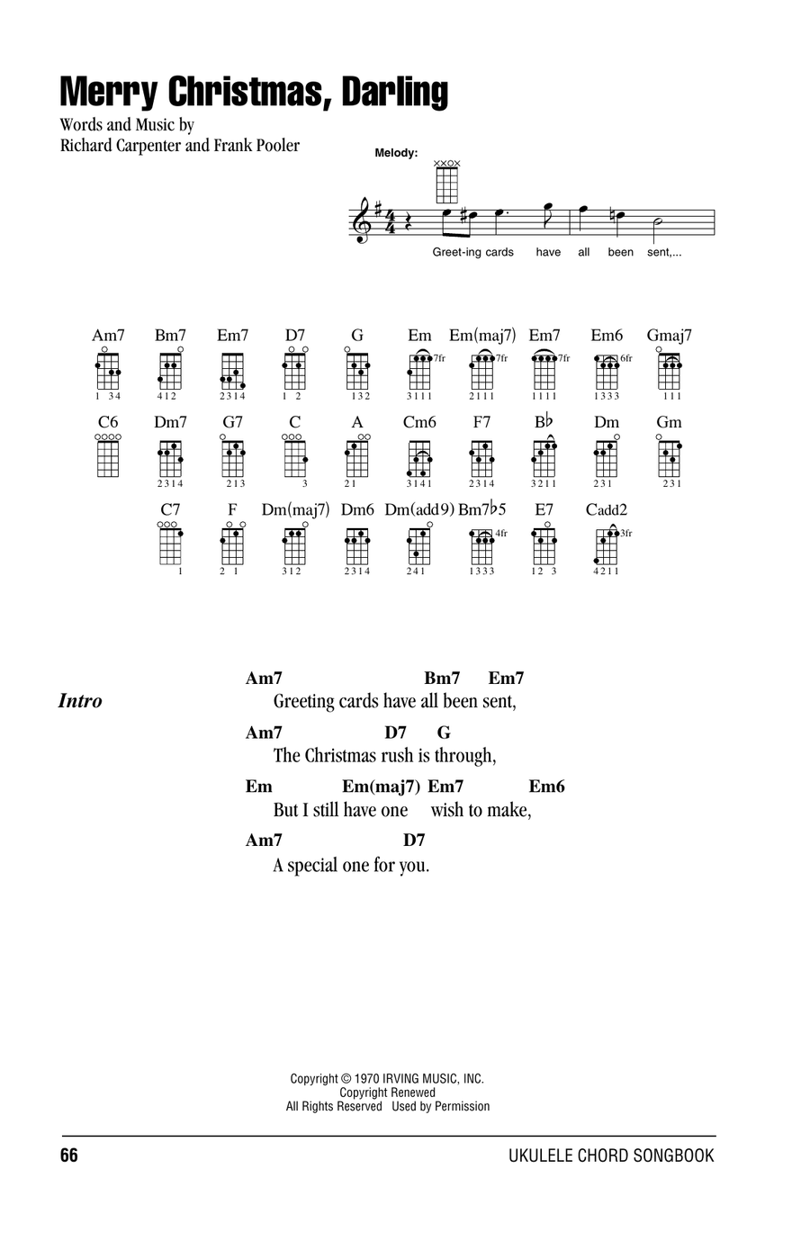 Merry Christmas, Darling Ukulele scores gallery preview page 1