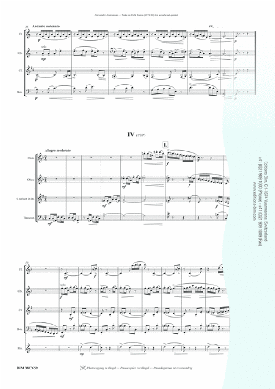 Suite on Folk Tunes Woodwind Quintet scores gallery preview page 5