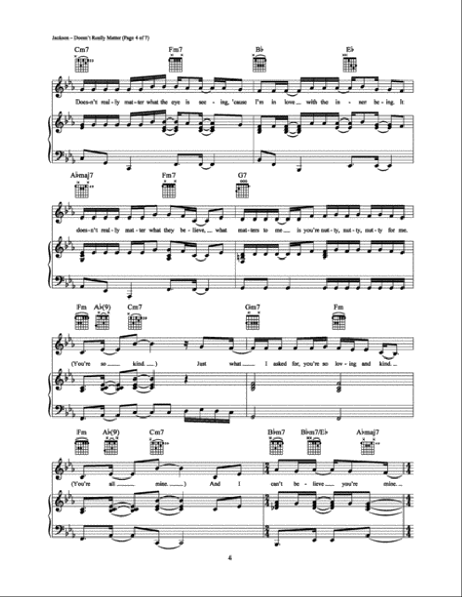 Doesn't Really Matter Piano, Vocal, Guitar scores gallery preview page 4
