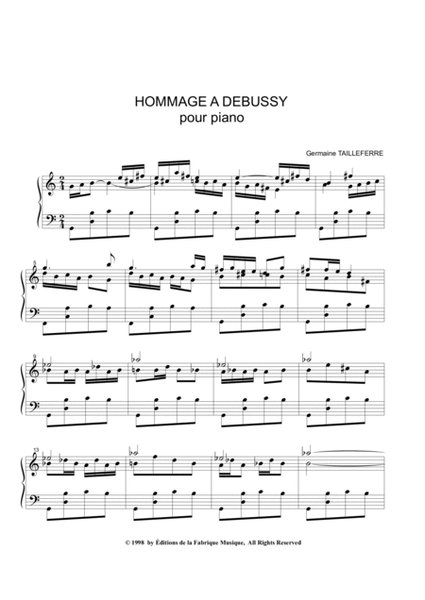 Germaine Tailleferre: "Hommage à Debussy" and "Très Vite for piano