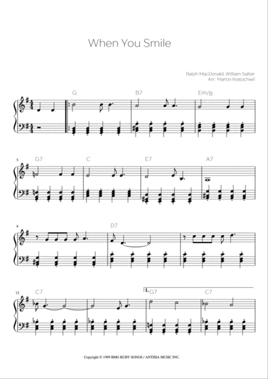 When You Smile (salter/macdonald) Piano Solo scores gallery preview page 1