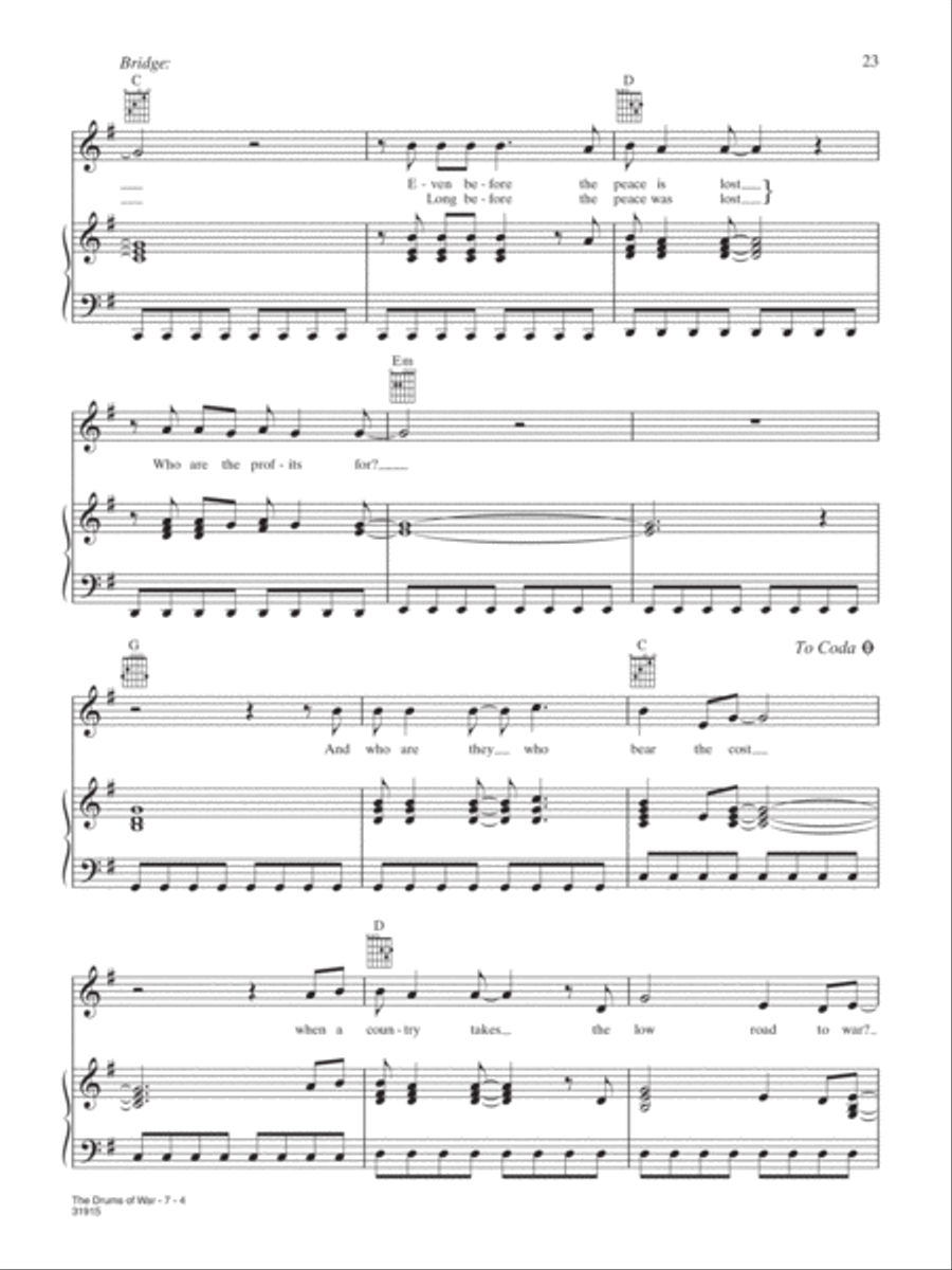 The Drums of War The Drums of War Piano, Vocal, Guitar scores gallery preview page 4