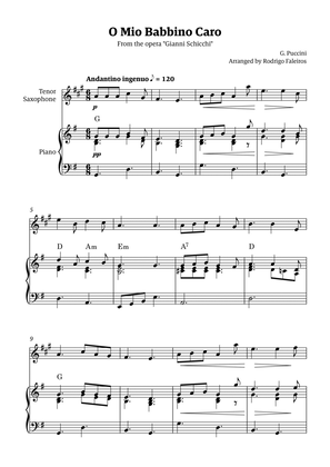 O Mio Babbino Caro - for tenor sax solo (with piano accompaniment and chords)