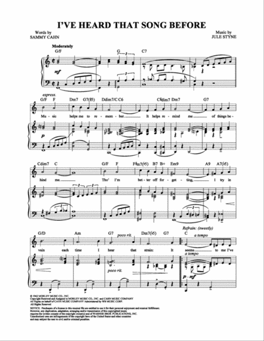 I've Heard That Song Before Piano, Vocal, Guitar scores gallery preview page 1
