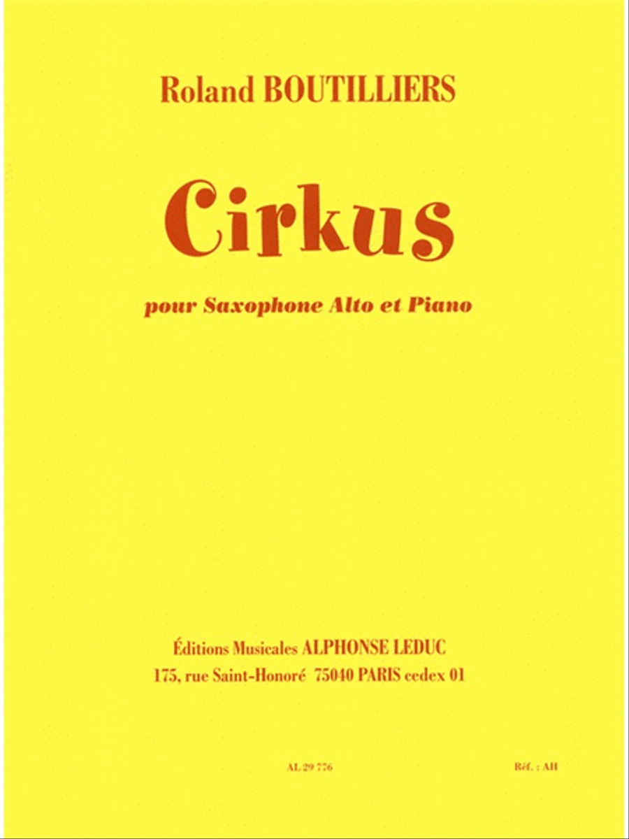 Boutilliers Cirkus Saxophone In Eb & Piano Book Piano Accompaniment scores gallery preview page 1