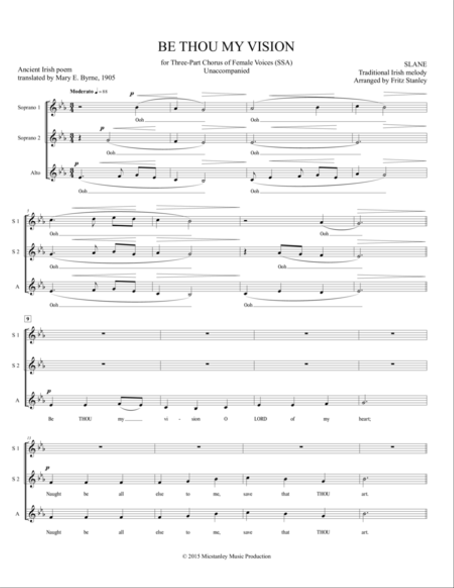 BE THOU MY VISION - SSA Acappella SSA scores gallery preview page 1