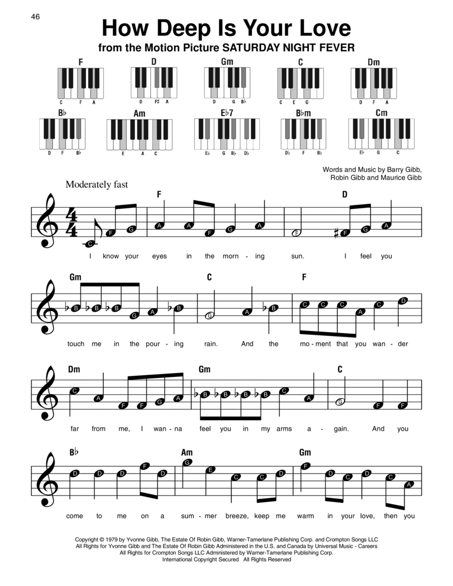 How Deep Is Your Love How Deep Is Your Love Easy Piano scores gallery preview page 1