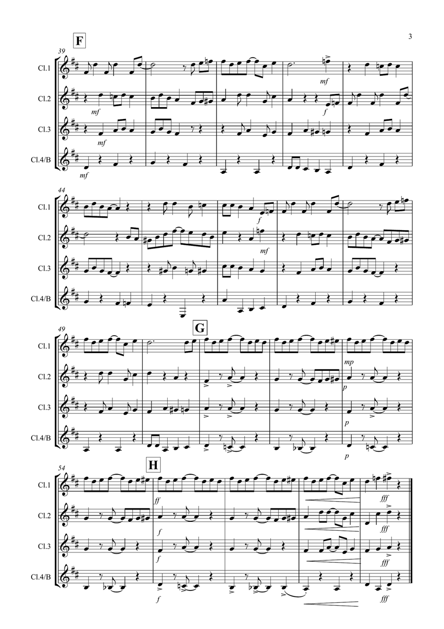 The Entertainer for Clarinet Quartet Clarinet Quartet scores gallery preview page 3