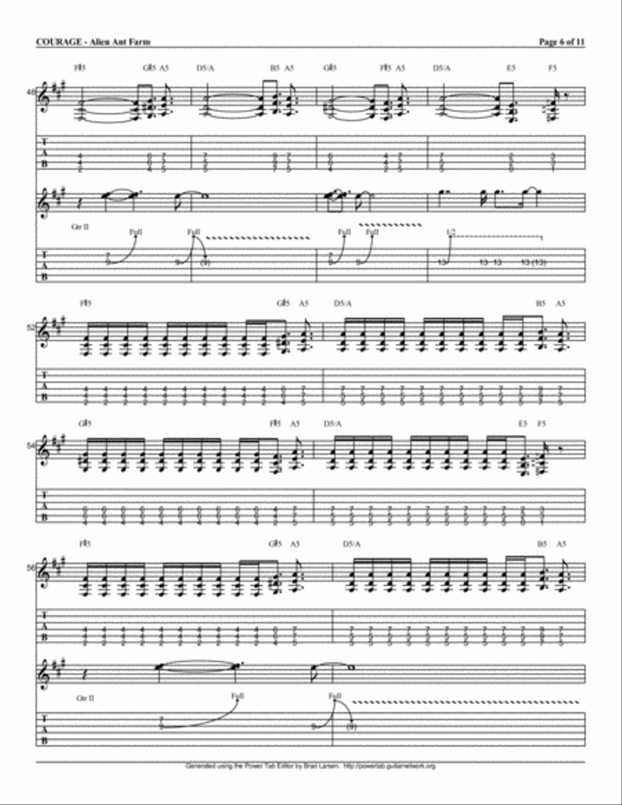 alien ant courage alien ant courage Guitar Solo scores gallery preview page 6