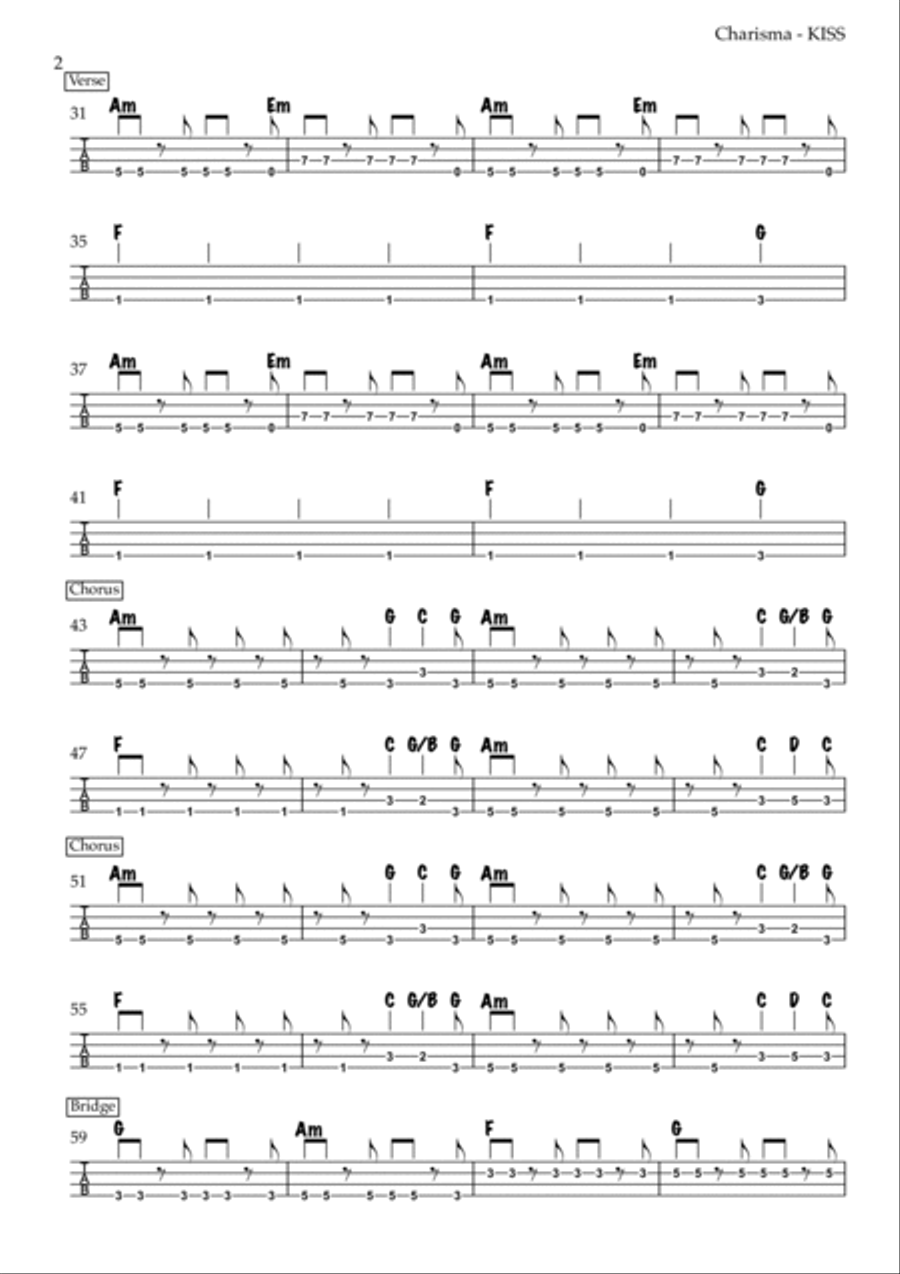 Charisma Guitar Tablature scores gallery preview page 2