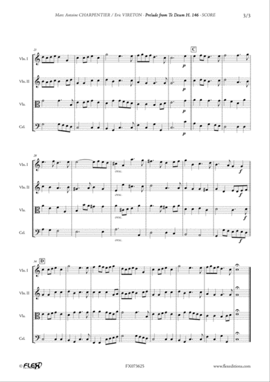 Prelude from Te Deum H. 146 String Quartet scores gallery preview page 3