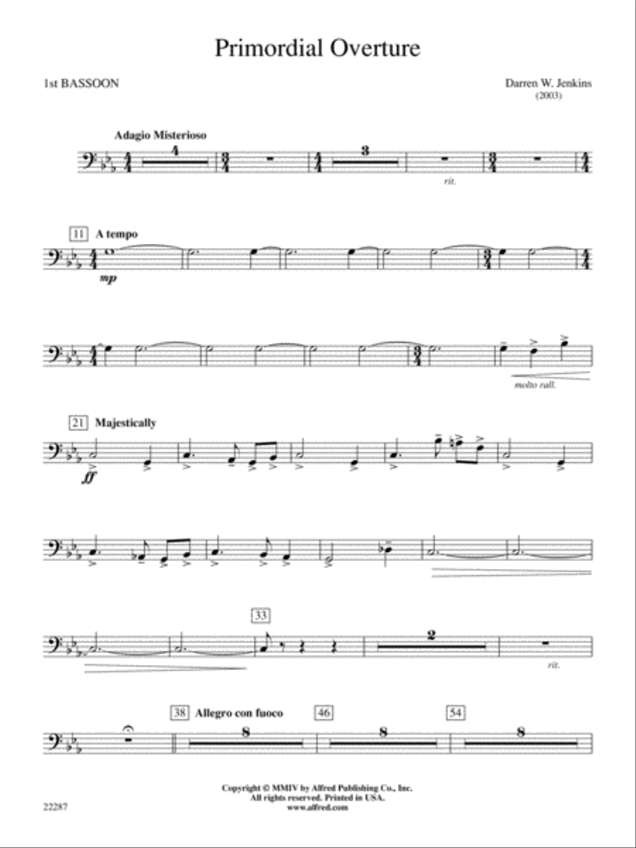 Primordial Overture: Bassoon Concert Band scores gallery preview page 1