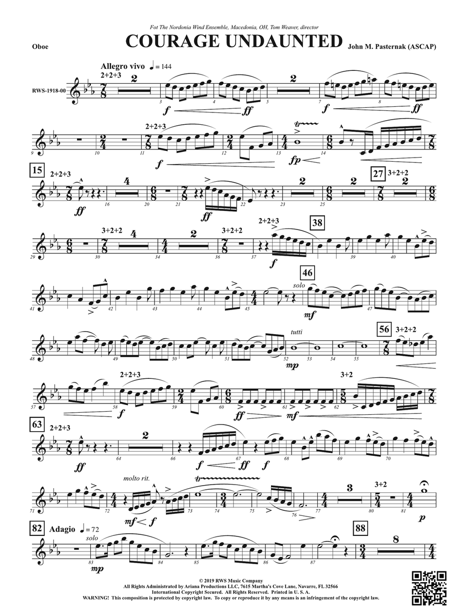 Courage Undaunted: Oboe Oboe scores gallery preview page 1
