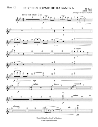 Piece en Forme de Habanera (Soloist and Concert Band): 1st & 2nd Flute