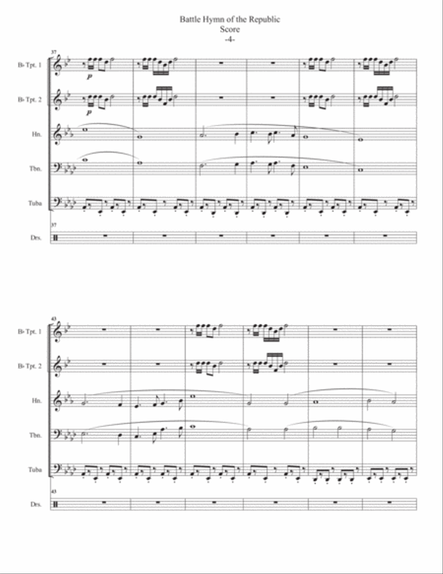 Battle Hymn of the Republic for Brass Quintet Brass Quintet scores gallery preview page 6