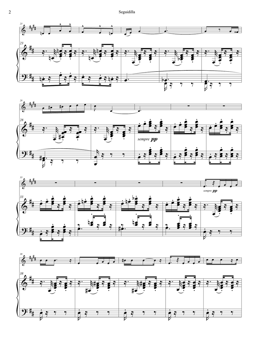 Bizet: Seguidilla from Carmen for Clarinet and Piano Clarinet Solo scores gallery preview page 2