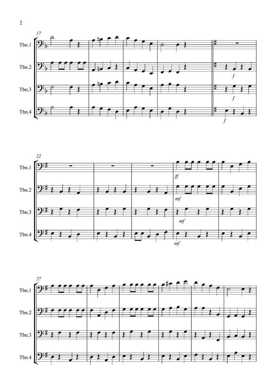 Drunken Sailor for Trombone Quartet Trombone Quartet scores gallery preview page 2