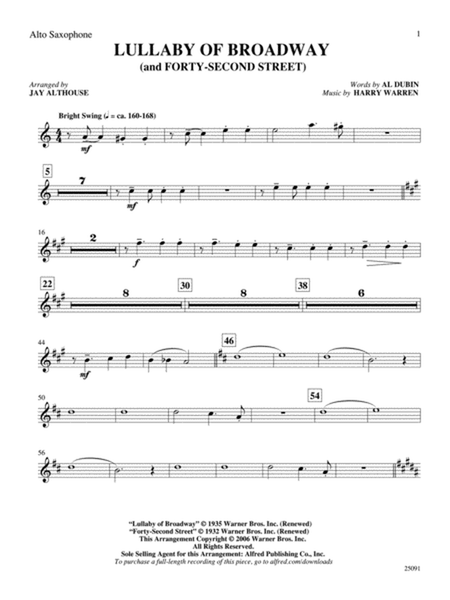 Lullaby of Broadway (and Forty-Second Street): E-flat Alto Saxophone