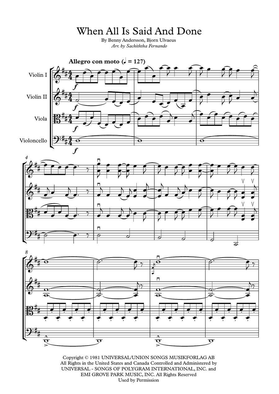 When All Is Said And Done String Quartet scores gallery preview page 1
