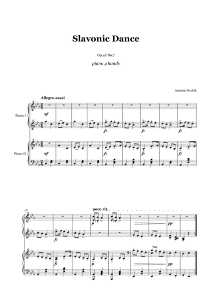 Dvorak - Slavonic Dance Op.46 No.7 - 1 piano 4 hands image number null