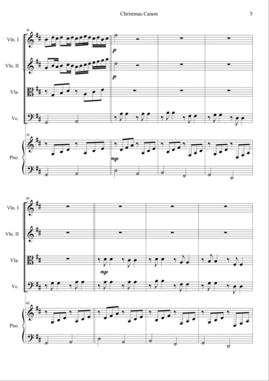 Christmas Canon Piano Quintet scores gallery preview page 5