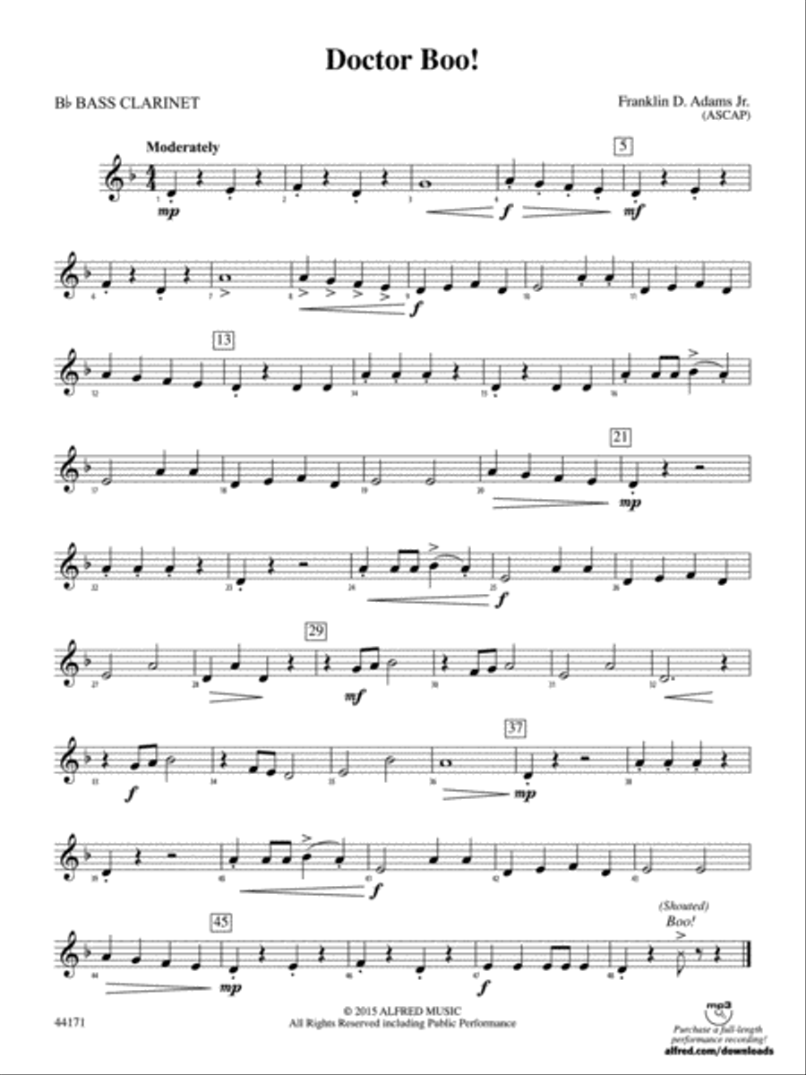 Doctor Boo!: B-flat Bass Clarinet Concert Band scores gallery preview page 1