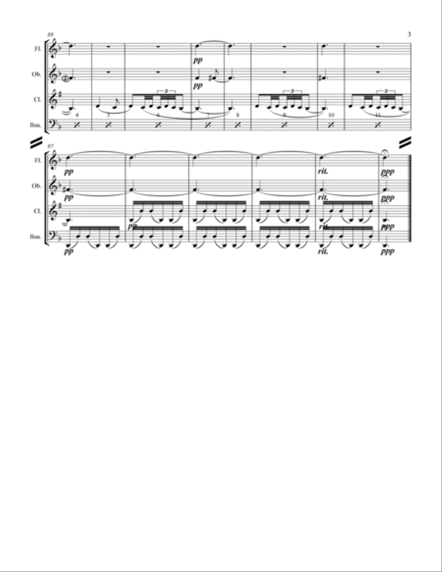 The Nutcracker Suite - 5. Arab Dance (for Woodwind Quartet) Woodwind Quartet scores gallery preview page 4