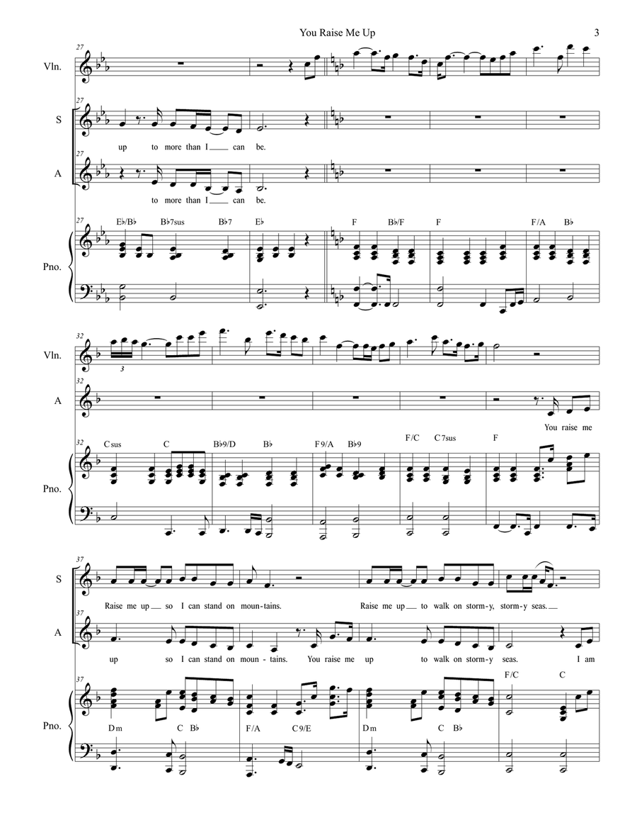You Raise Me Up Alto Voice scores gallery preview page 3